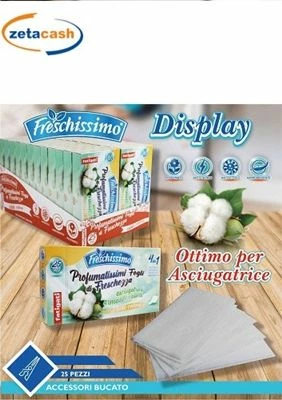 FOGLI FRESCHISSIMO PER ASCIUGATRICE CALDO COTONE 25 PEZZI 1 FOGLI FRESCHISSIMO PER ASCIUGATRICE CALDO COTONE 25 PEZZI