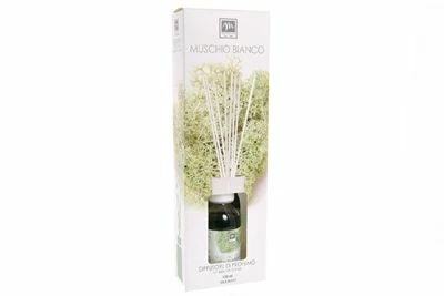 DIFFUSORE DI ESSENZA AL MUSCHIO BIANCO CON BACCHETTI 125 ML 1 DIFFUSORE DI ESSENZA AL MUSCHIO BIANCO CON BACCHETTI 125 ML